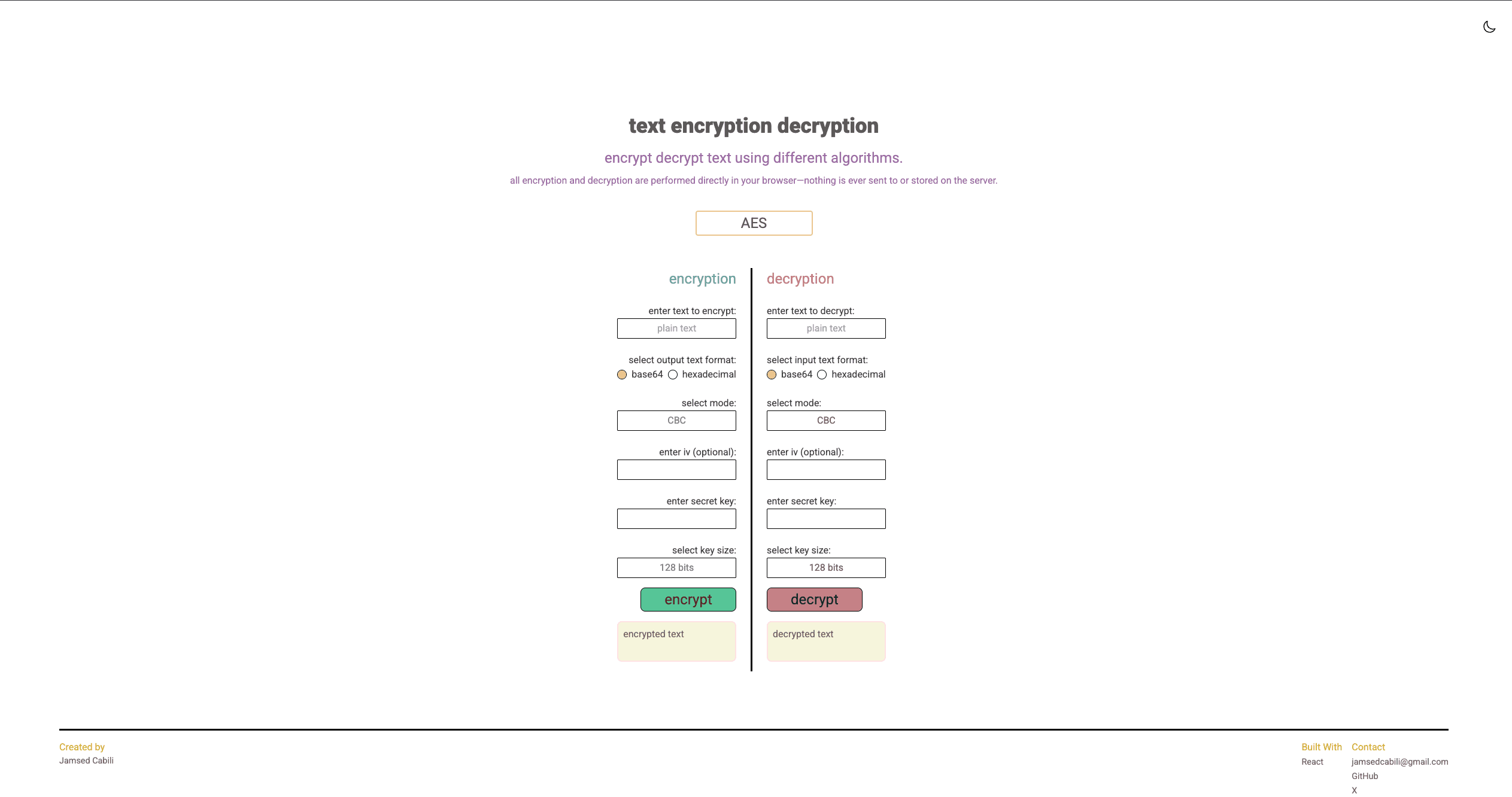 Encryption and Decryption Tool screen shot image
